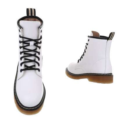 Quin White Faux Leather Biker Boot