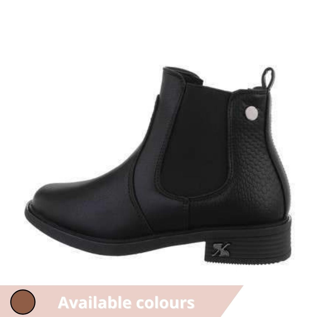 Holly black Faux Leather Chelsea Boot