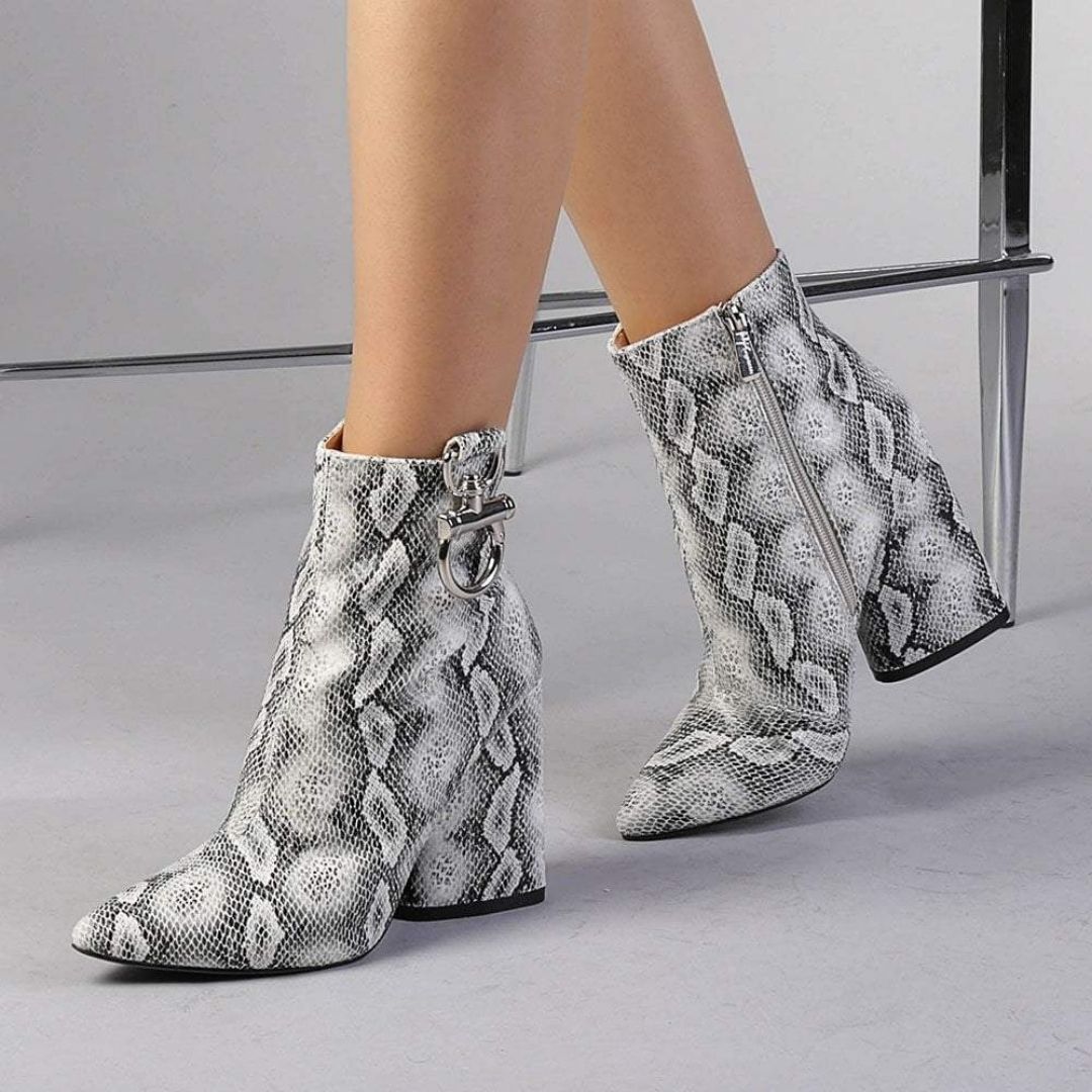 Grey snake print ankle boots hotsell