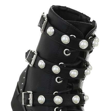 Rosie Black Faux Leather Biker Boot