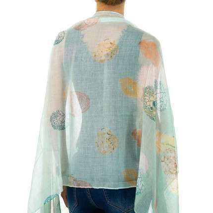 Turquoise Green Patterned Lightweight Scarf