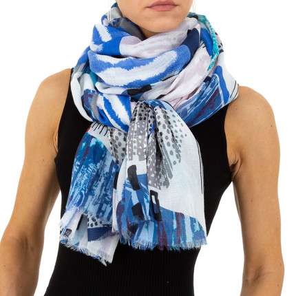 Atlantic Blue Patterned lightweight scarf