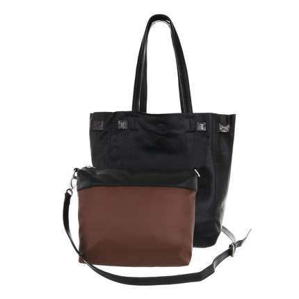 New York Medium Black Leather Look Shopper Tote Bag