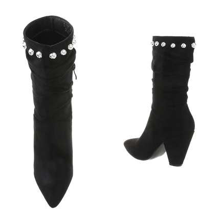 Sienna Silver Studded Faux Suede Black Boot