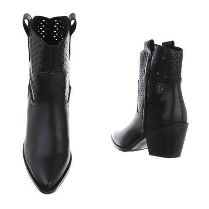 Faith Black Cowboy Style Chunky Heel Ankle Boots