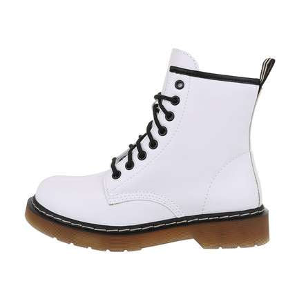 Quin White Faux Leather Biker Boot