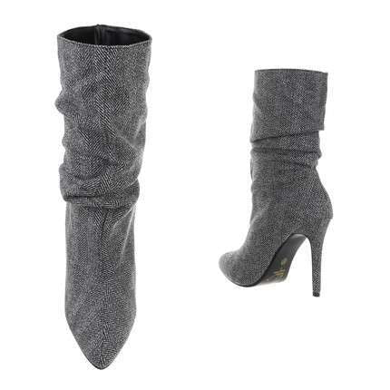 Khloe Slouch Grey High Heel Boot