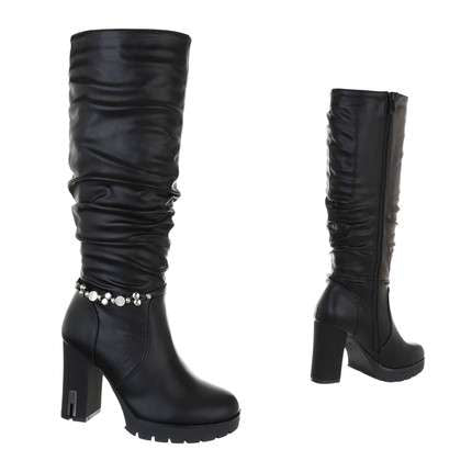 Harper Black Faux Leather Knee High Boot