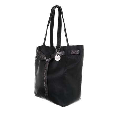 New York Medium Black Leather Look Shopper Tote Bag