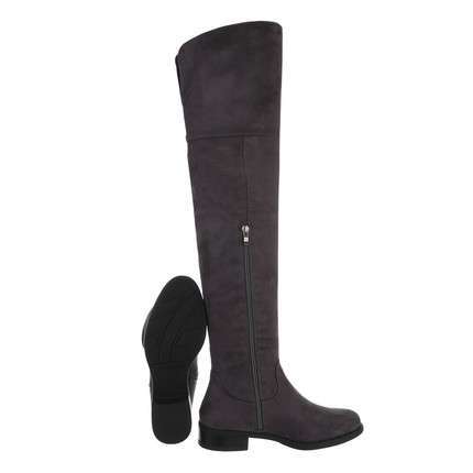 Bella Flat Over The Knee Faux grey Suede Boot