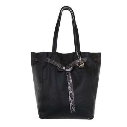 New York Medium Black Leather Look Shopper Tote Bag