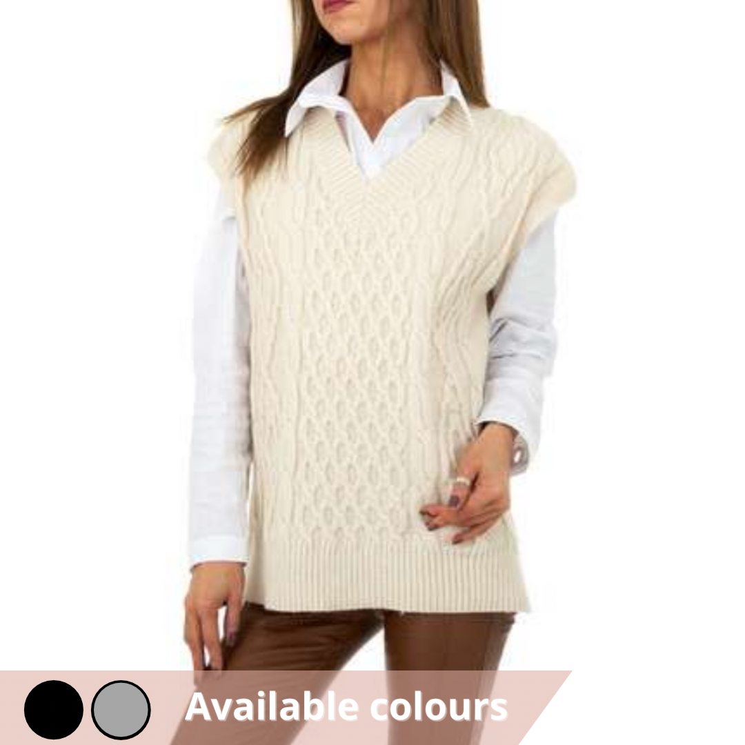 Longline Cable Knitted Sleevless Jumper