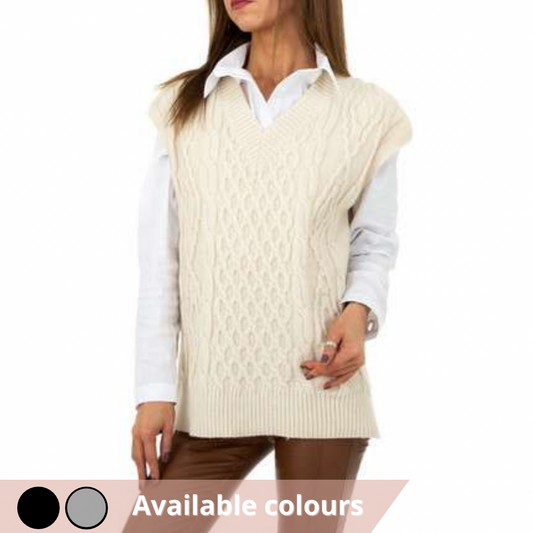 Longline Cable Knitted Sleevless Jumper