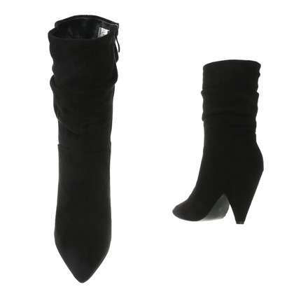 Black Faux Suede Slouch High Heel Boot