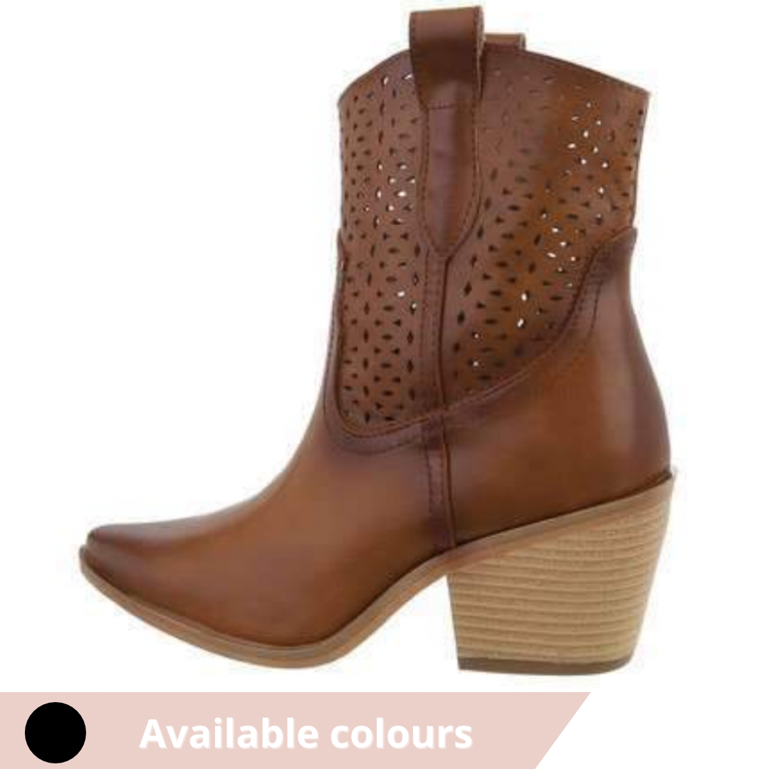 Faith Cowboy Style Chunky Heel Ankle Boots Lush Rage