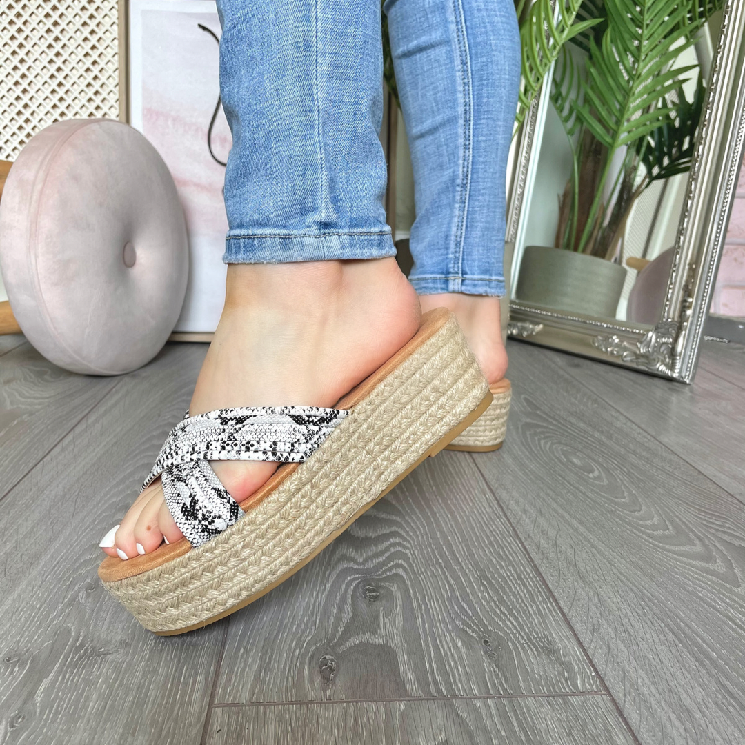 Leah Snake Print Wedge Sandal