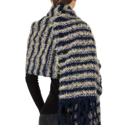 Long Navy Soft Striped Knitted Scarf