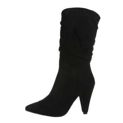 Laura Black Faux Suede Slouch High Heel Boot