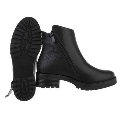 Georgie Black Leather-Look Faux Croc Ankle Boots