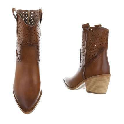 Faith Brown Cowboy Style Chunky Heel Ankle Boots