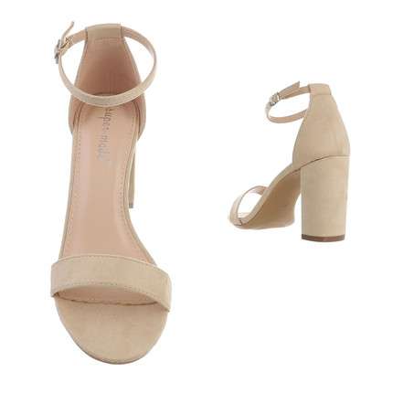 Mabel Nude Ankle Strap Block High Heels