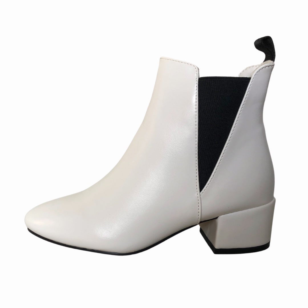 Fern White Mid Heel Chelsea Western Boot