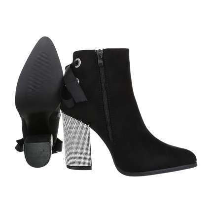 Jessica Black Faux Suede Diamanté Block Heel Boot