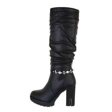 Harper Black Faux Leather Knee High Boot