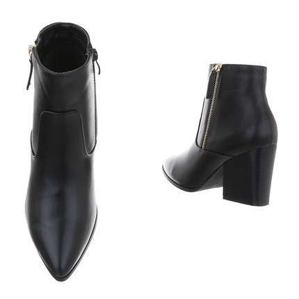 Madison Mid Heel Faux Leather Ankle Boot - Black