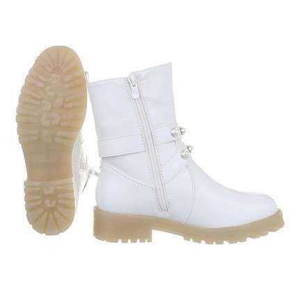 Sadie White PU Biker Boot