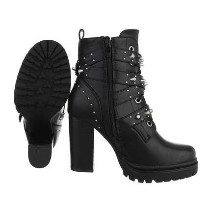 Piper Black Faux Leather High Heel Biker Boot