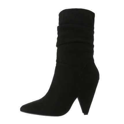 Black Faux Suede Slouch High Heel Boot