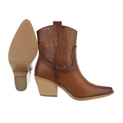 Faith Brown Cowboy Style Chunky Heel Ankle Boots