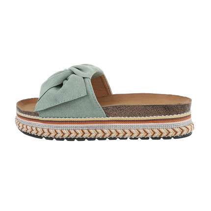 Ivy green Knot Detailed Flatform Sandals