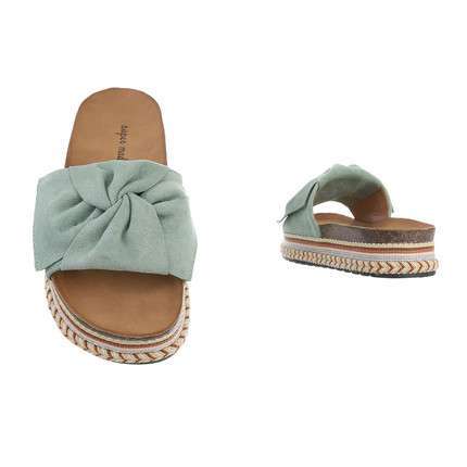 Ivy green Knot Detailed Flatform Sandals