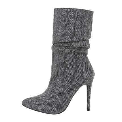 Khloe Slouch Grey High Heel Boot