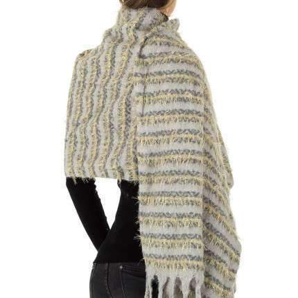 Grey Long Soft Striped Knitted Scarf