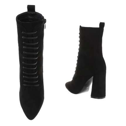 Lola Black Faux Suede Lace Up High Heel Boot