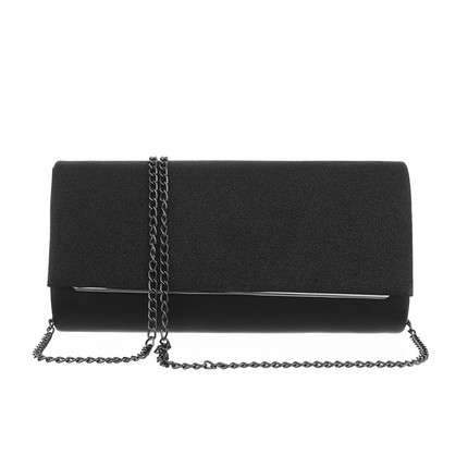 Paris black Glitter Chain Strap Clutch Bag