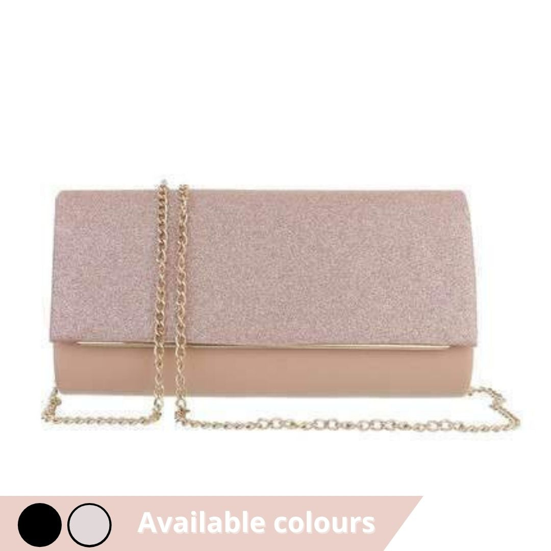 Paris champagne Glitter Chain Strap Clutch Bag