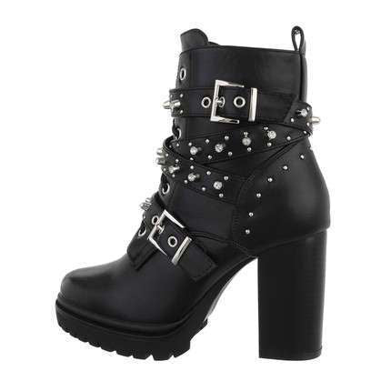 Piper Black Faux Leather High Heel Biker Boot