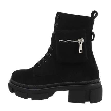 Black suede biker boot with pouch