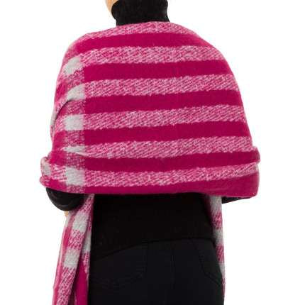 Fuchsia Chunky Knit Scarf With Tassles