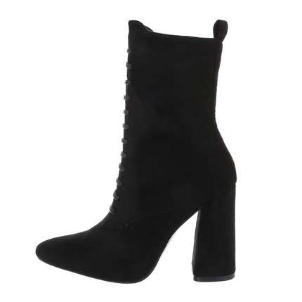 Lola Black Faux Suede Lace Up High Heel Boot