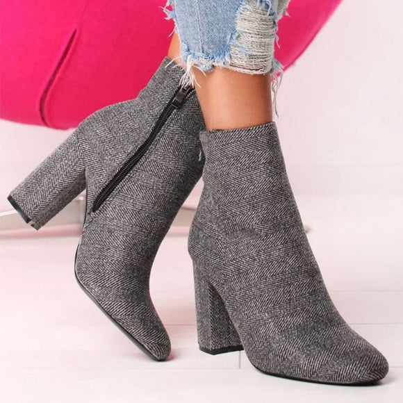 Ciara Grey High Heel Ankle Boot