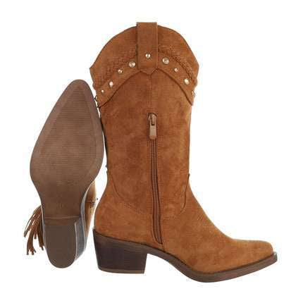 Emma Tan Retro Mid Calf Cowboy Boots