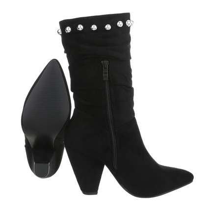 Sienna Silver Studded Faux Suede Black Boot