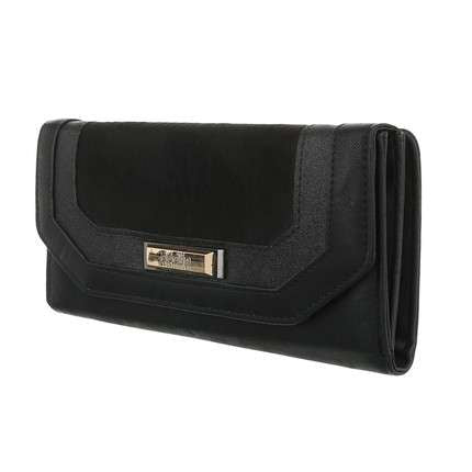 Classic Black Faux Leather And Suede Purse