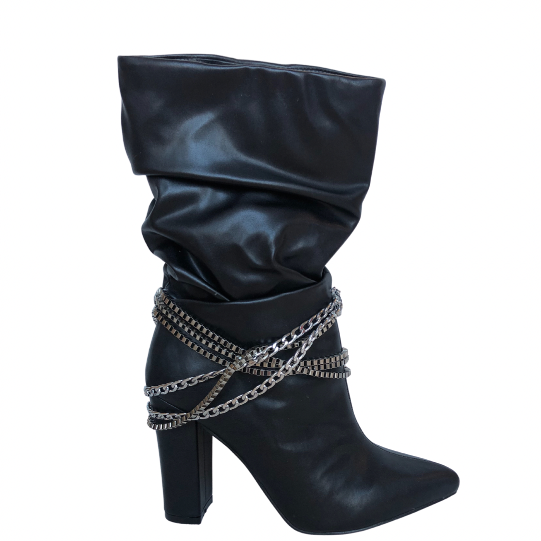 Suzy Chain Faux Leather Slouch Boot