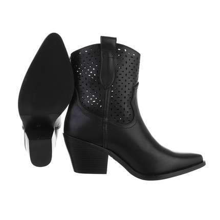 Faith Black Cowboy Style Chunky Heel Ankle Boots